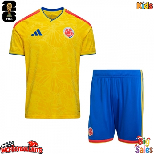 Colombia Replica Home Stadium Kit for Kids World Cup 2026 Short Sleeve (+ pants)